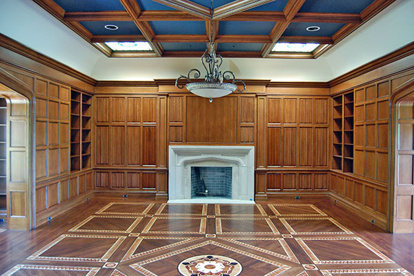 Fireplace and bult-in book cases